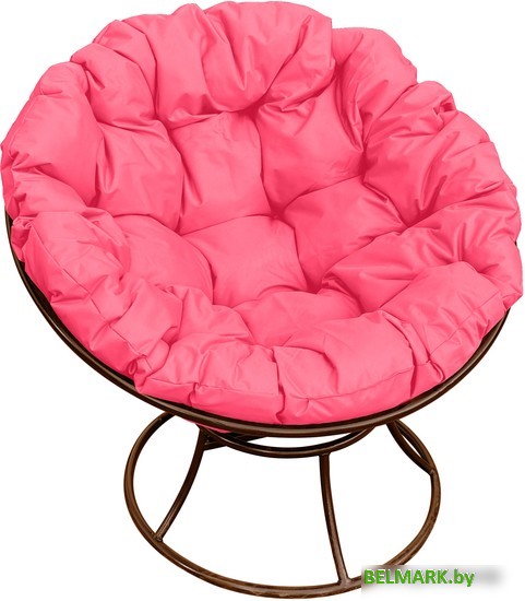 Кресло M-Group Папасан 12010208 (коричневый/розовая подушка) - фото