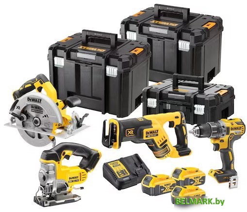 DeWalt DCK421P3T (шуруповерт, сабельная пила, лобзик, циркулярная пила, 3 АКБ, кейс) - фото
