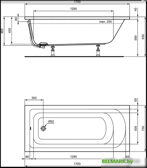 Ванна Ideal Standard Hot Line 170x75 K274601 - фото2