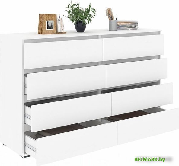 Комод Кортекс-мебель Бари 160 8ш (белый/белый/белый) - фото2
