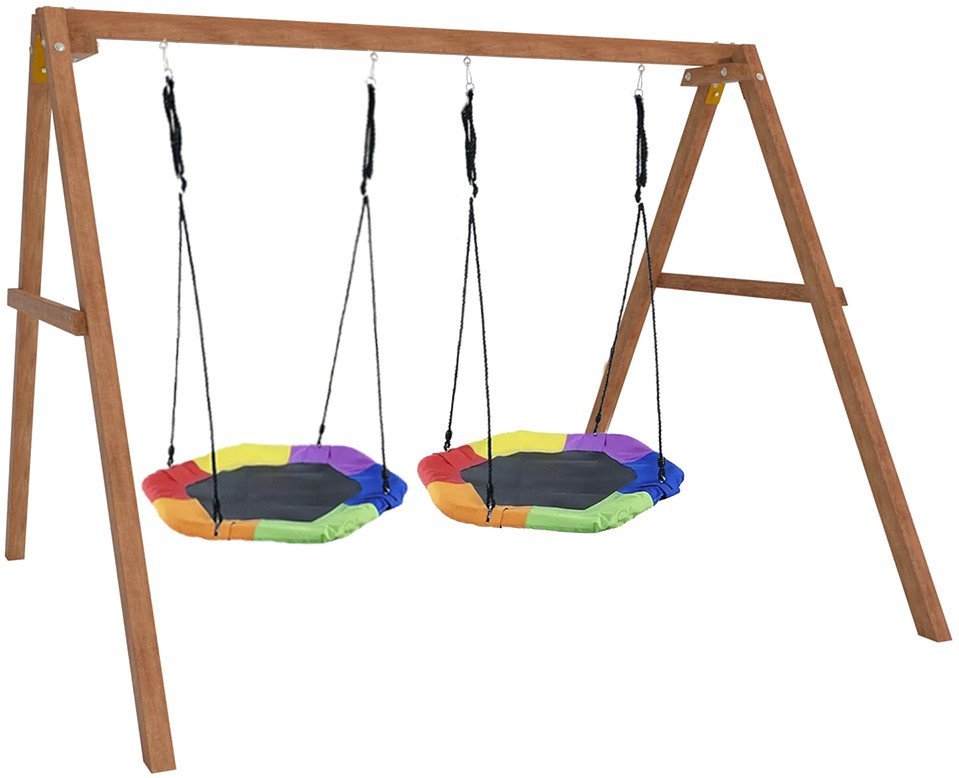 Стационарные качели Капризун Деревянные с двумя гнездами Гексагон Р911-79 - фото2