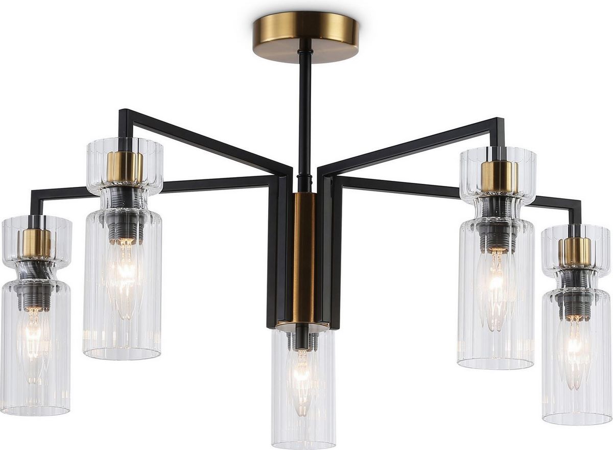 Подвесная люстра Ambrella LH56113/5 BK/BS/CL (черный/латунь/прозрачный) - фото