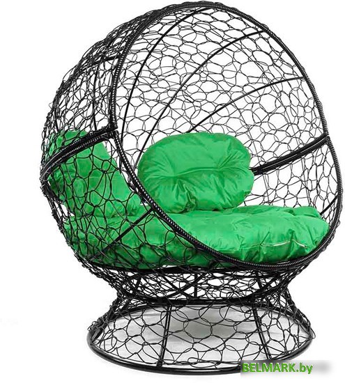 Кресло M-Group Апельсин 11520404 (черный ротанг/зеленая подушка) - фото