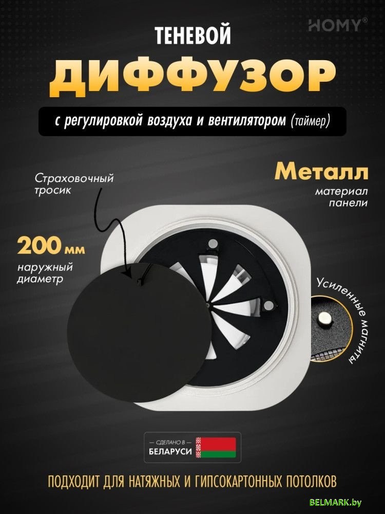 Вентиляционная решетка HOMY AIR круглый A125BRT d200 (черная) - фото