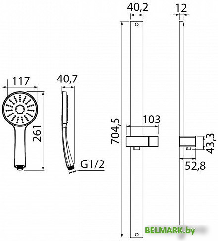 Душевой гарнитур IDDIS Slide SLI1FB0i16 (черный) - фото2