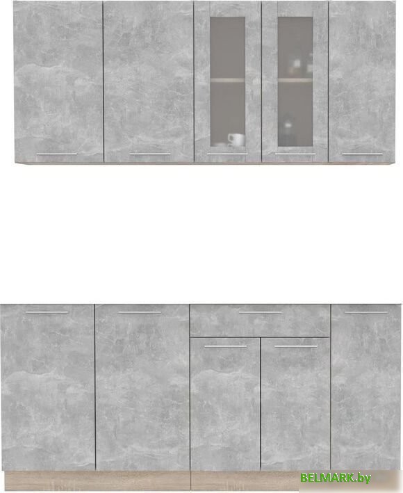 Готовая кухня Интерлиния Мила 17 без столешницы (бетон/бетон) - фото