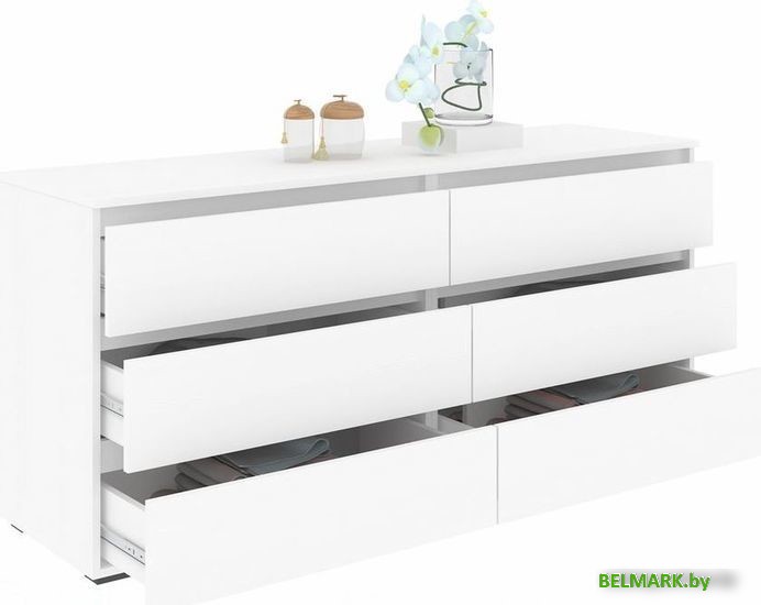 Комод Кортекс-мебель Бари 160 6ш (белый/белый/белый) - фото2