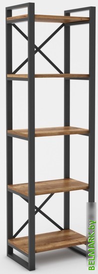 Стеллаж Hype Mebel Стандарт 80x170 (черный/дуб галифакс олово) - фото