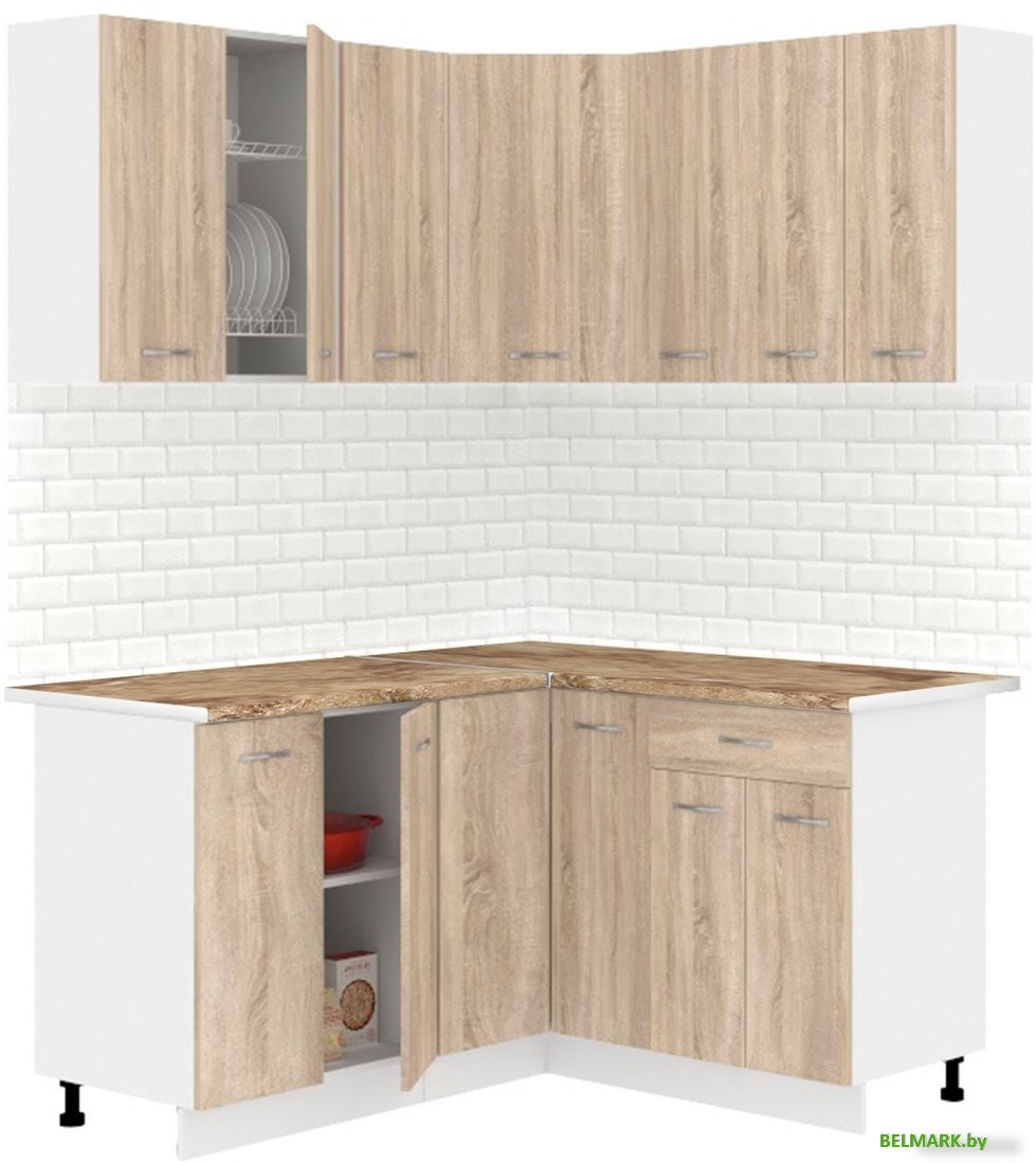 Готовая кухня Кортекс-мебель Корнелия Лира 1.5x1.4 (дуб сонома/мадрид) - фото