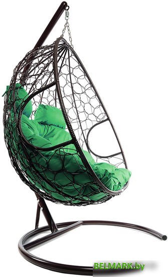 Подвесное кресло M-Group Для двоих 11450204 (коричневый ротанг/зеленая подушка) - фото2