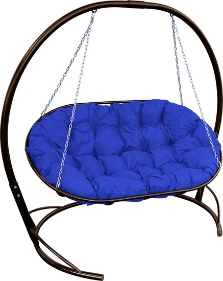 Подвесной диван M-Group Мамасан 12120210 (коричневый/синяя подушка) - фото