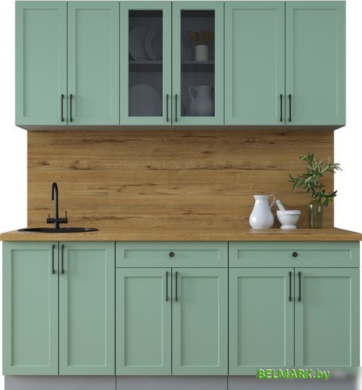 Готовая кухня Интерлиния Тренд 1.9А (мята/мята/дуб бунратти) - фото