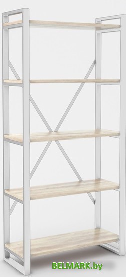 Стеллаж Hype Mebel Стандарт-2 80x170 (белый/древесина белая) - фото