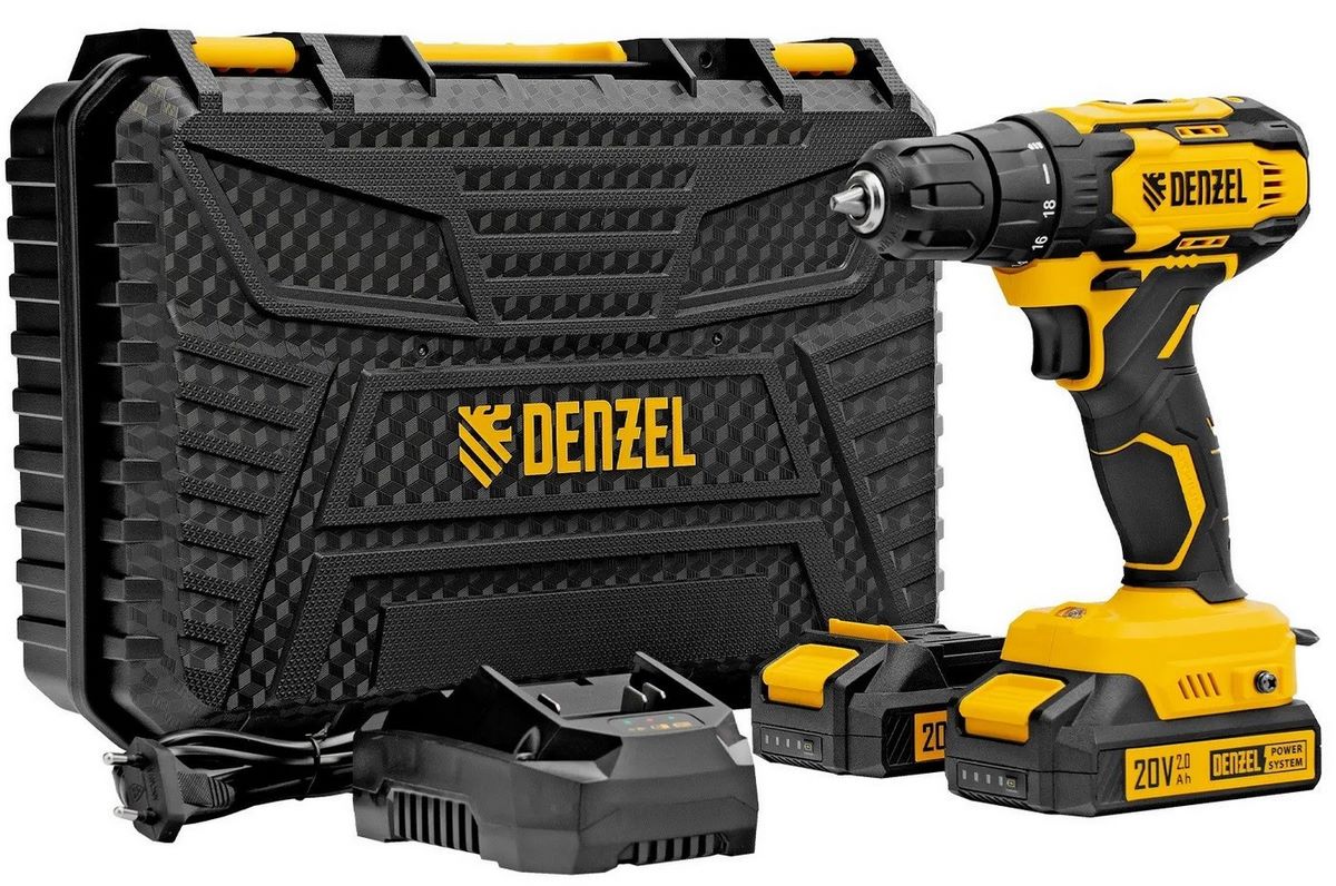 Дрель-шуруповерт Denzel CDQ-20 (с 2-мя АКБ, кейс) - фото