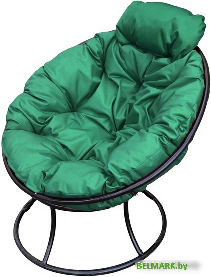 Кресло M-Group Папасан мини 12060404 (черный/зеленая подушка) - фото