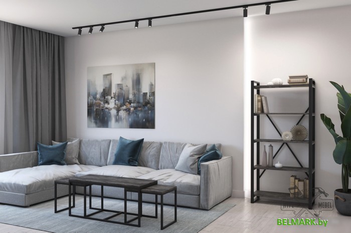 Стеллаж Hype Mebel Стандарт-2 80x200 (черный/дуб галифакс олово) - фото2