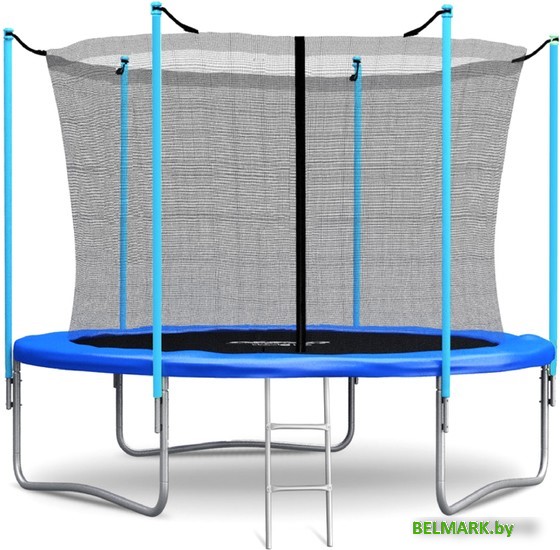 Батут Atlas Sport 252 см - 8ft (с лестницей, внутренняя сетка, синий) - фото