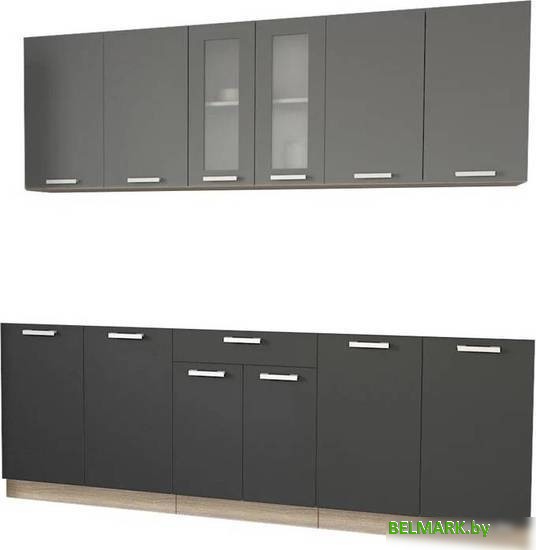 Готовая кухня Интерлиния Мила 22 без столешницы (серебристый/антрацит) - фото