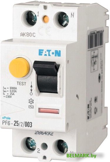Устройство защитного отключения Eaton PF6 2P 25A 300мА 2М 286494 - фото