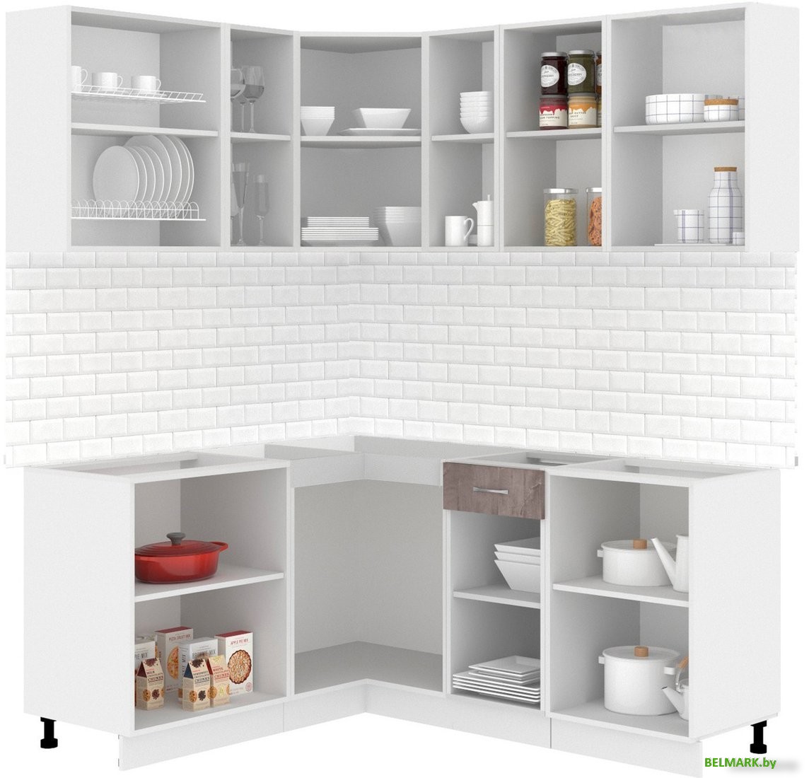 Готовая кухня Кортекс-мебель Корнелия Лира 1.5x1.8 Без столешницы (капучино/оникс) - фото2