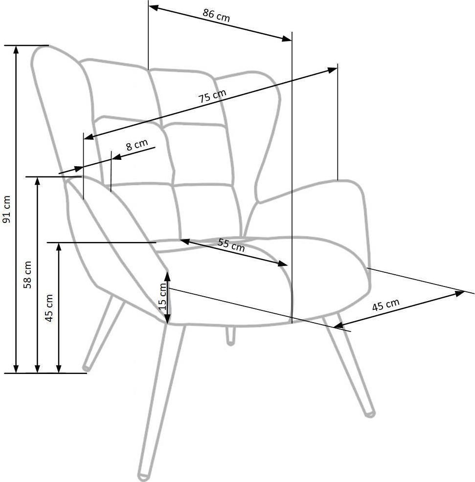 Интерьерное кресло Halmar Tyrion (бежевый) - фото2