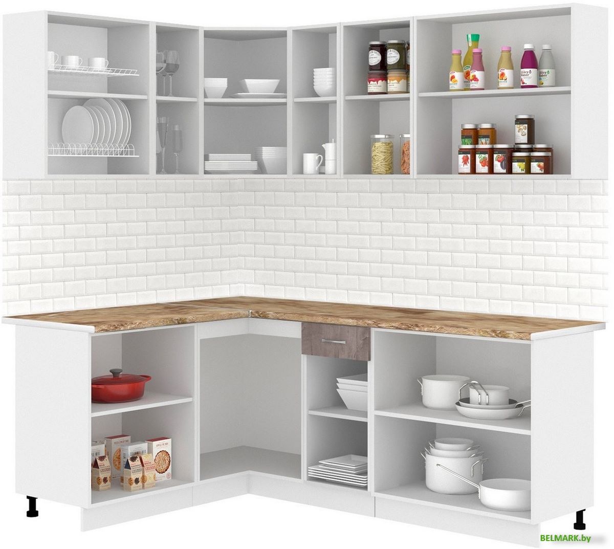 Готовая кухня Кортекс-мебель Корнелия Лира 1.5x2.1 (капучино/оникс/мадрид) - фото2