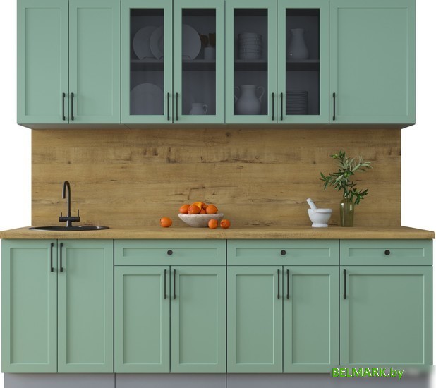 Готовая кухня Интерлиния Тренд 2.3А (мята/мята/дуб бунратти) - фото