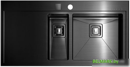 Кухонная мойка Omoikiri Akisame 100-2-GM-R 4973104 (вороненая сталь) - фото
