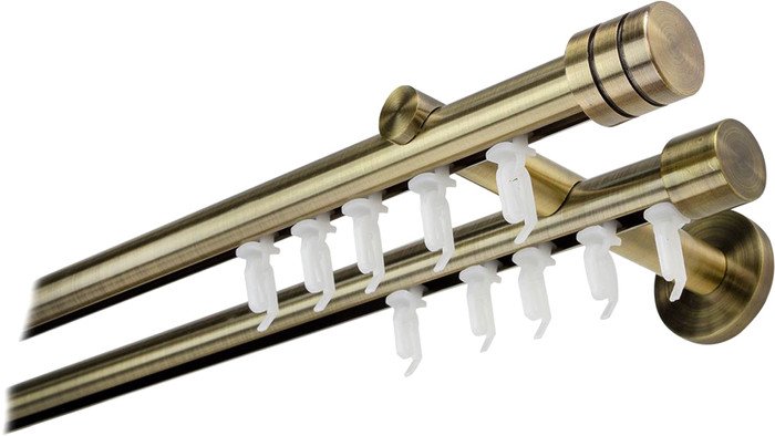 Карниз для штор Lm Decor Цилиндр 19/19мм 2р (антик, 2.4м) - фото