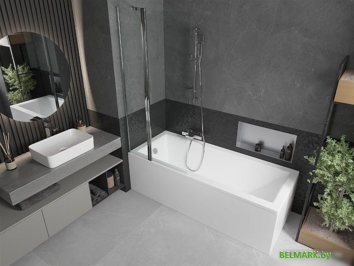 Стеклянная шторка для ванны Mexen Flip Chrome 80 - фото2