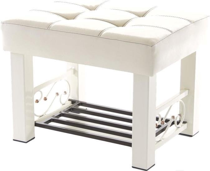 Банкетка AMC Lux 5 с полкой кожзам бежевый/бежевый/коричневый 5.1Б60332 - фото