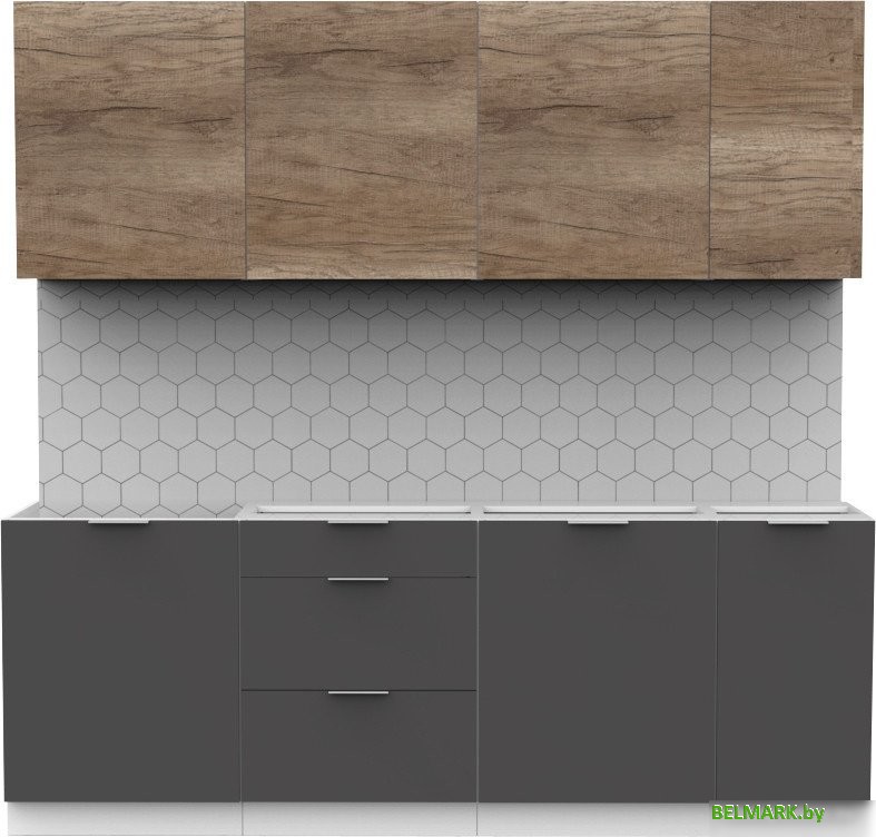 Готовая кухня Интермебель Микс Топ-7 2.2м без столешницы (дуб каньон/графит серый) - фото