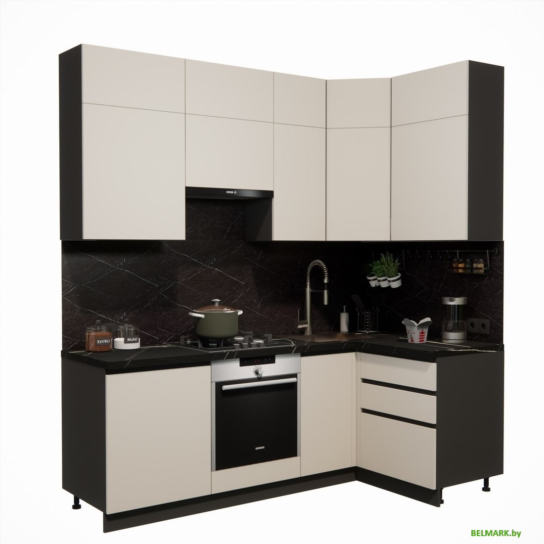 Готовая кухня ВерсоМебель Эко Премиум 1.2x2.2 правая (кашемир/ст. тунис) - фото