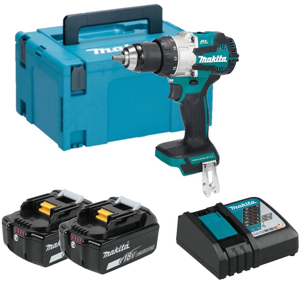 Ударная дрель-шуруповерт Makita DHP489RTJ (с 2-мя АКБ, кейс) - фото