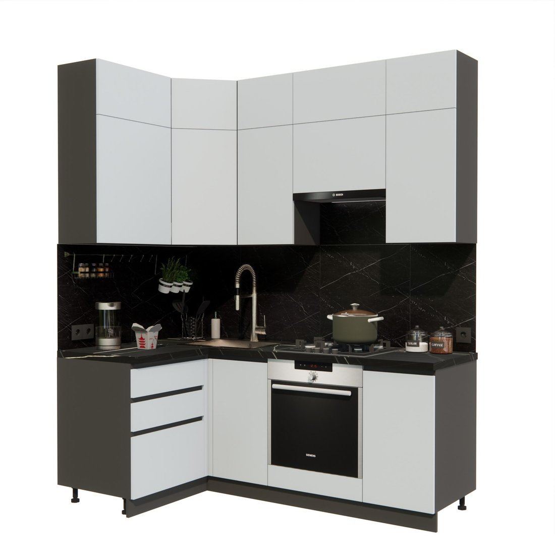 Готовая кухня ВерсоМебель Эко Премиум 1.2x2.0 левая (сумеречный голубой/ст. тунис) - фото