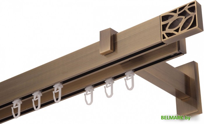 Карниз для штор Lm Decor Флэт Лайн Грид двойной (антик, 3.0м) - фото