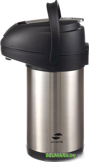 Помповый термос Stinger HP-3000H-2 3л (серебристый/черный) - фото