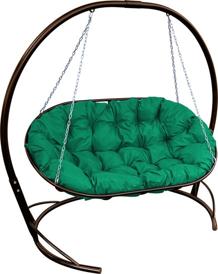 Подвесной диван M-Group Мамасан 12120204 (коричневый/зеленая подушка) - фото