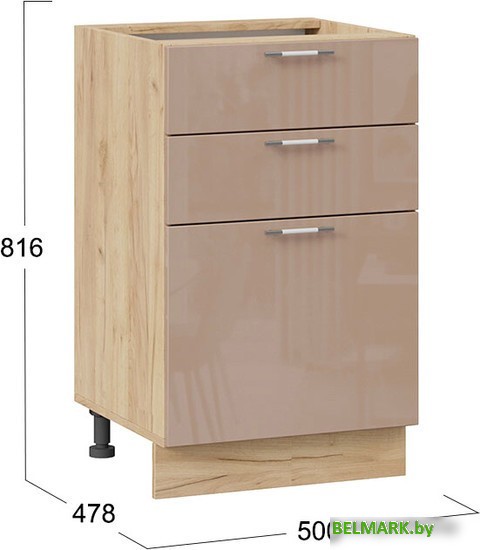 Шкаф напольный Трия Весна 1Н5Я3 (дуб крафт золотой/кофе с молоком) - фото2