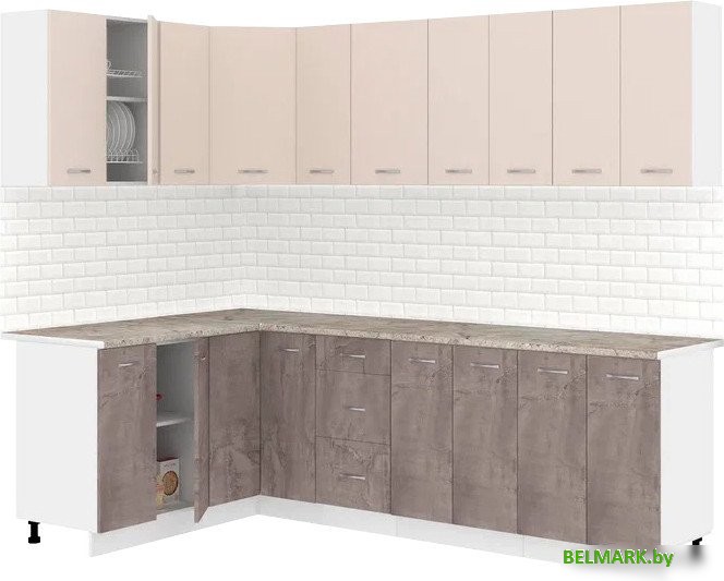 Готовая кухня Кортекс-мебель Корнелия Лира 1.5x2.5 (капучино/оникс/марсель) - фото