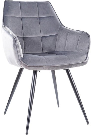 Стул с подлокотниками Signal Lilia Velvet (bluvel 14 серый/черный) - фото