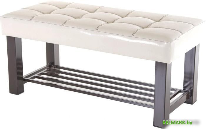 Банкетка AMC Lux 4 с полкой кожзам коричневый/бежевый/коричневый 4.1Б100232 - фото