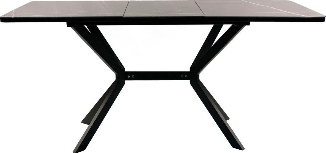 Кухонный стол ВВР Миллер (Миллер Мрамор черный 3/черный №7, стекло 120-160/80) - фото2