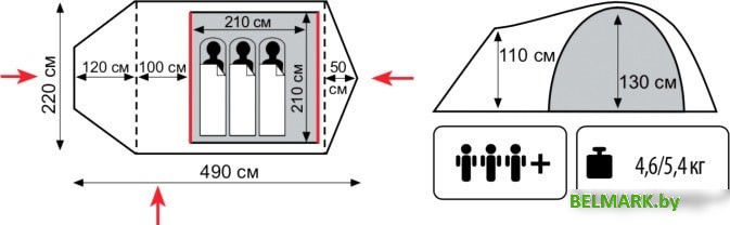 Палатка TRAMP Grot 3 v2 - фото2
