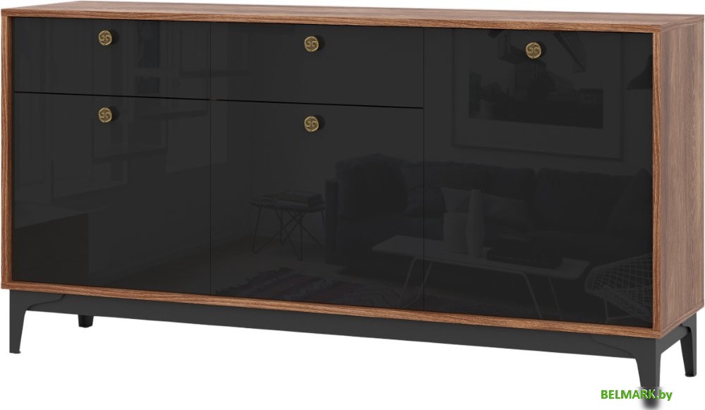 Тумба НК-Мебель Brass KM-1 (черный глянец) - фото