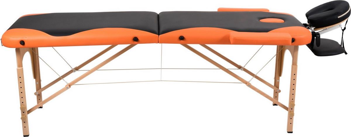 Массажный стол Atlas Sport складной 2-с 60 см деревянный (черно-оранжевый) - фото2