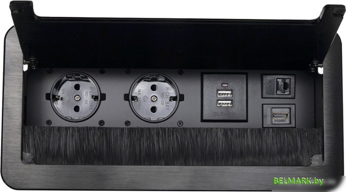 Блок розеток AKS Atlas USB выдвижной (2 розетки, черный) - фото