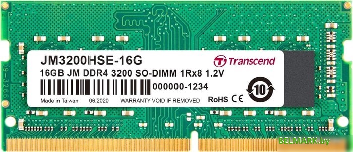 Оперативная память Transcend JetRam 16GB DDR4 SODIMM PC4-25600 JM3200HSE-16G - фото