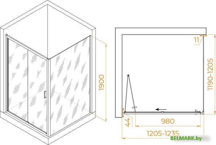 Душевой уголок RGW PA-132B (PA-21B+Z-050-5B) 060813222-14 120x120 (черный/прозрачное стекло) - фото2