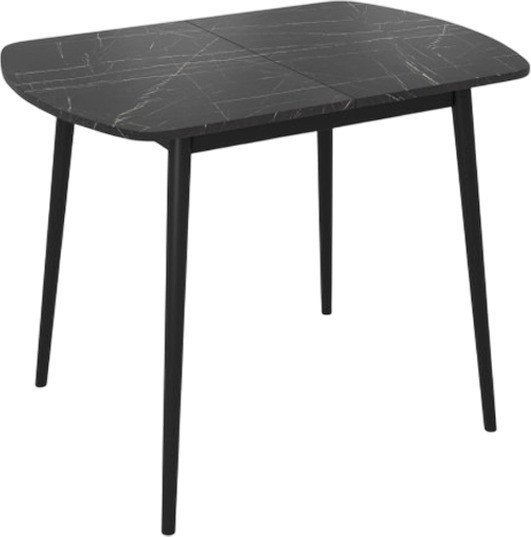 Кухонный стол Listvig Винер Mini R раздвижной (камень пьетра гриджиа/черный) - фото